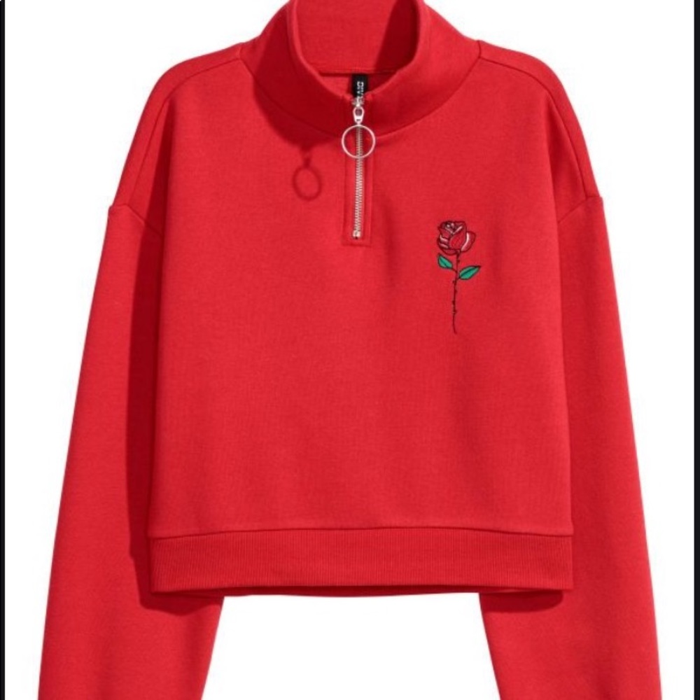 H&M Rose Cropped Zip-up